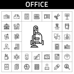 Fototapete - office icon set. line icon style. office related icons such as notes, paper clip, vacuum cleaner, laptop, house, pencil case, fire station, file, balance, pen, fax, tasks