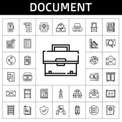 Poster - document icon set. line icon style. document related icons such as newspaper, mail, book, text editor, manual, clipboard, shopping list, security, passport, pen, stationery