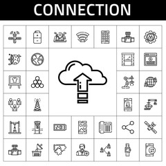 Poster - connection icon set. line icon style. connection related icons such as smartwatch, antenna, smartphone, access, industry, video, satellite dish, battery, network, worldwide