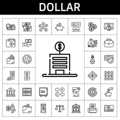 Poster - dollar icon set. line icon style. dollar related icons such as payment method, safebox, wallet, coins, piggy bank, bill, salary, money bag, dollar, saving, bank, balance