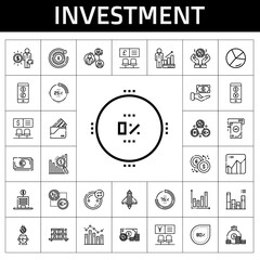 Sticker - investment icon set. line icon style. investment related icons such as profits, wallet, salary, analysis, graph, saving, bank, money, startup, percentage, bar chart, exchange