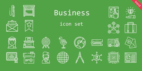 Fototapete - business icon set. line icon style. business related icons such as news, stapler, oven, idea, truck, customer service, certificate, banner, muse, cpu, networking, pencil