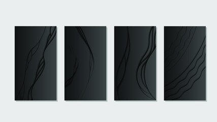 Poster - Set Collection Black Paper Cut Background Vector Shadows Template Design Abstract Shapes