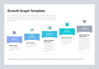 Aufkleber - Modern business growth graph template with five successive steps. Easy to use for your website or presentation.