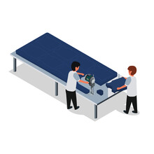 Garment Worker Frabic Cutting Table Isometric 3d