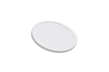blank white round embroidered patch mock up, side view