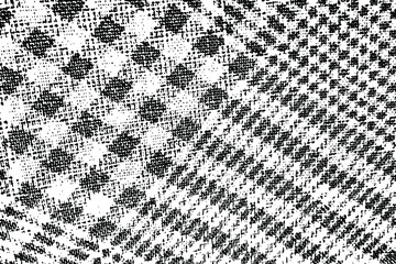 Leinwandbilder - Grunge texture of natural linen fabric with a check pattern. Coarse linen fabric. Vector illustration. Overlay Template.