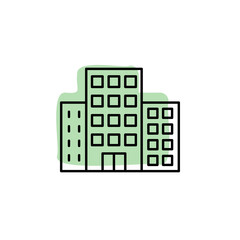 Poster - Building, hotel with color shadow vector icon in hotel service set