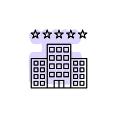 Poster - Building, hotel, five, stars with color shadow vector icon in hotel service set