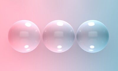 Poster - Abstract gradient background pink and blue row of balls. Backdrop design for product promotion. 3d rendering