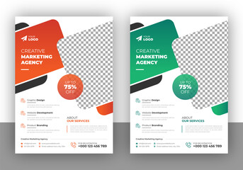 Poster - Corporate business flyer design template with colorful gradient and vector graphic element, brochure and magazine cover template in geometric shape and poster layout, company profile proposal design