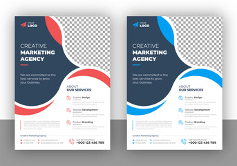 Canvas Print - Corporate business flyer design template with colorful gradient and vector graphic element, brochure and magazine cover template in geometric shape and poster layout, company profile proposal design