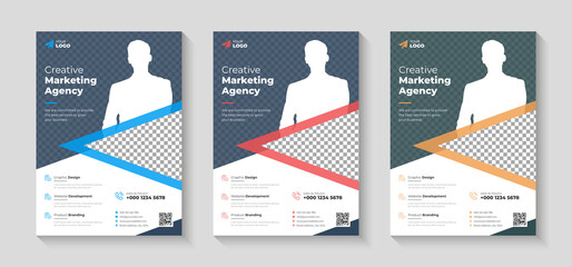 Poster - Corporate business flyer design template with colorful gradient and vector graphic element, brochure and magazine cover template in geometric shape and poster layout, company profile proposal design