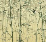 Fototapeta Dziecięca - Background with bamboo forest and panda on wood. Vector illustration 