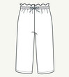 PANTS FOR GIRLS. You can use it for sewing pattern. TROUSERS flat sketch vector. palazzo pants