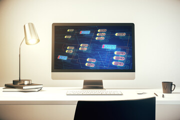 Aufkleber - Computer monitor with abstract creative programming illustration, big data and blockchain concept. 3D Rendering