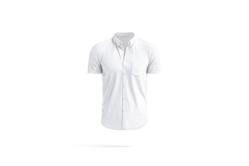 Wall Mural - Blank white short sleeve button down shirt mockup, isolated