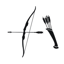 Bow Shooting With Arrows. Hunting Bow For Shooting