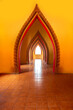 Long corridor that link between outside and inside to terrace of temple of Thailand