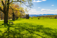 Spring Time View Of Lake Champlain In Vermont And The Adirondack Mountains In New York

