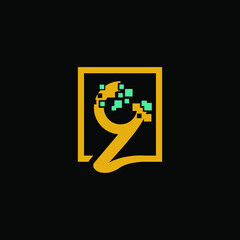 Wall Mural - Z nine technology vector logo design