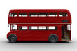 Side view 3D rendering of a vintage red double decker London bus isolated on white.