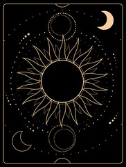 Canvas Print - astronomical esoteric composition of the sun, moon and stars