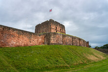 The Red Bricked Walls Of The Castle In Carlisle, Cumbria, UK