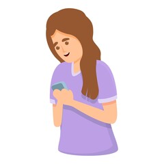 Poster - Girl sms messaging icon. Cartoon of Girl sms messaging vector icon for web design isolated on white background