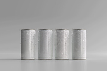 Poster - 180ml Mini Soda or Beer Can with Water Drops 3D Rendering