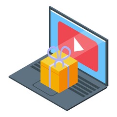 Poster - Laptop online party icon. Isometric of Laptop online party vector icon for web design isolated on white background