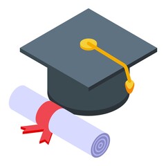 Poster - Campus graduation hat icon. Isometric of Campus graduation hat vector icon for web design isolated on white background