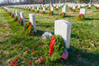 Tombstones and wreaths in Arlington National Cemetery, Washington DC
