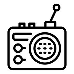 Sticker - Radio marketing icon. Outline Radio marketing vector icon for web design isolated on white background