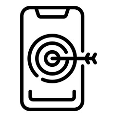 Sticker - Phone target marketing icon. Outline Phone target marketing vector icon for web design isolated on white background