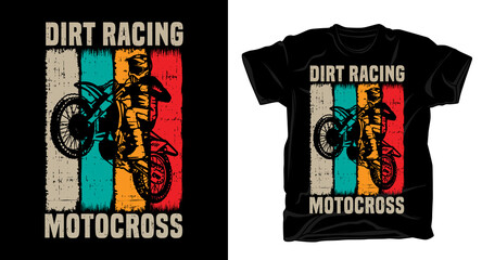 Wall Mural - Dirt racing motocross typography with rider vintage t-shirt design