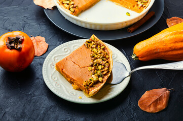 Canvas Print - Piece autumn pumpkin pie.