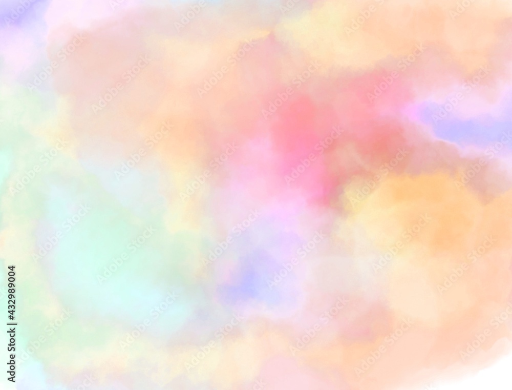 水彩の滲み 暖色 背景 Wall Mural Wallpaper Murals もくもく