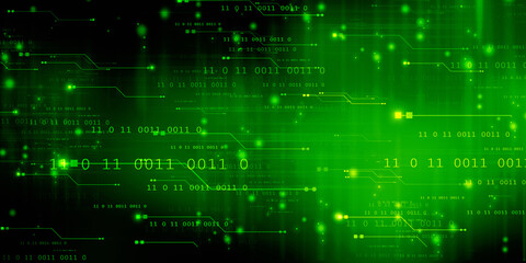 Poster - 2d illustration abstract digital binary data on computer screen
