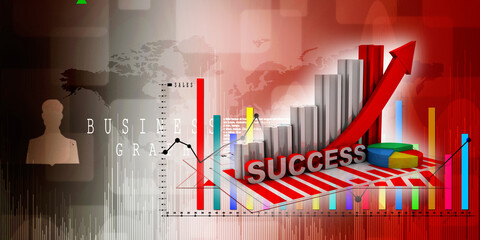 3d rendering Stock market online business concept. business Graph 