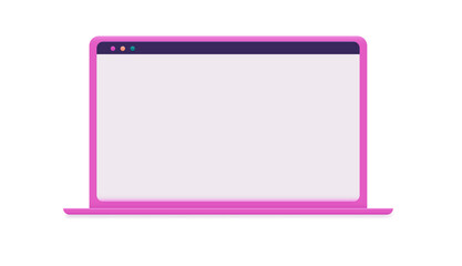 Aufkleber - Pink feminine laptop computer on white background. Vector illustration.