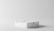 Empty white marble podium on grey color background, Product Stand. 3D Rendering