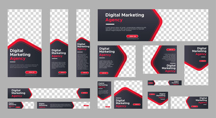 Business banner design web template Set, Horizontal header web banner. Modern Gradient Red cover header background for website design, Social Media Cover ads banner, flyer, invitation card