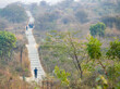 Paved road or stair in the  Aravali diversity-bio park with walking people in Gurgaon, India