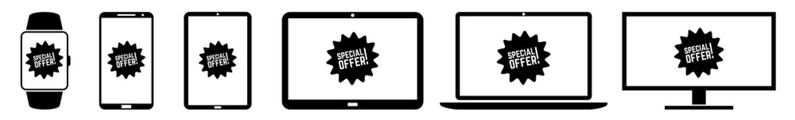 Poster - display special, offer, label, badge, price, tag, sticker, logo icon devices set | web screen device