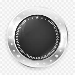 Circle silver badge frame with diamonds and copy space
