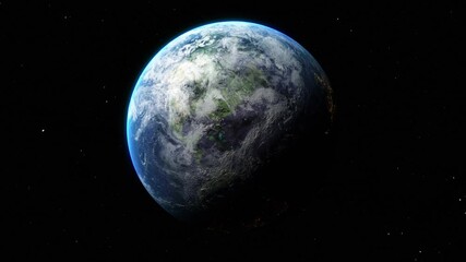 Wall Mural - sunrise and shadow on the earth in space with star in universe. world realistic atmosphere 3d volume