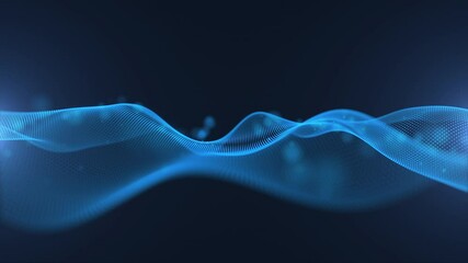 Poster - Abstract digital blue particle wave and light, Animation cyberspace technology background 3d rendering