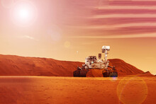 Mars Rover On The Surface Of The Planet Mars. Elements Of This Image Were Furnished By NASA.