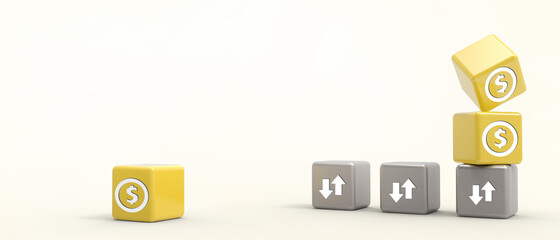 Aufkleber - Target growth success ideas Creative and Business concept. Cube design for banner on Yellow, copy space, digital, banner, website, making process -3d Rendering